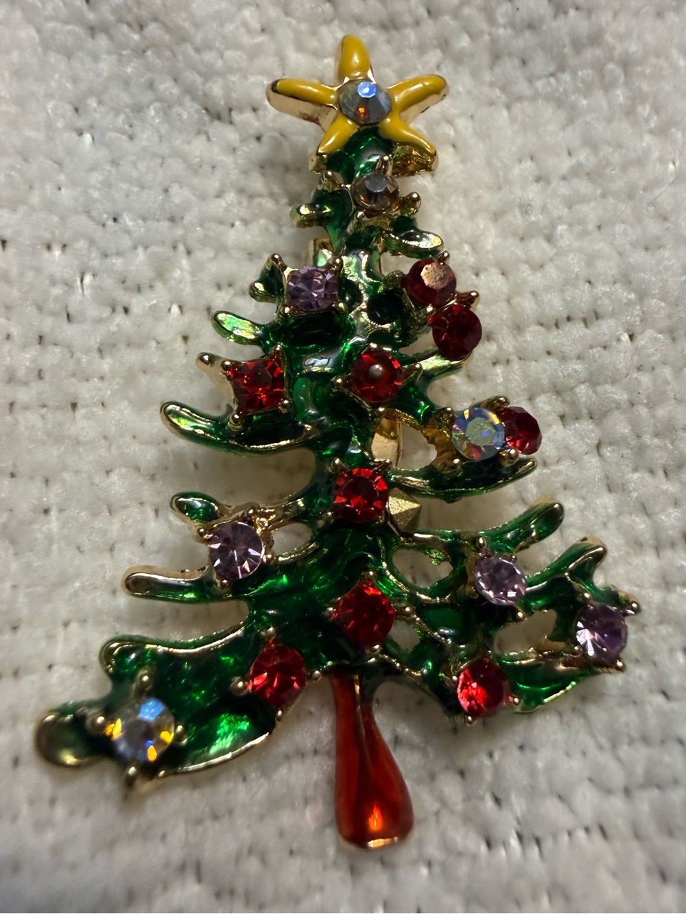 Crystal Christmas Holiday Tree Brooch